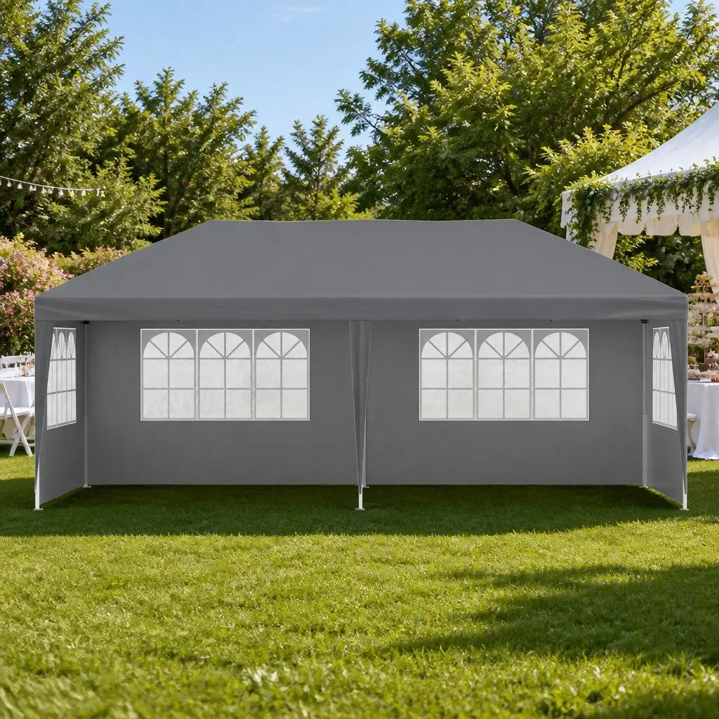Pop Up Gazebo Outdoor Canopy 3x6m Grey