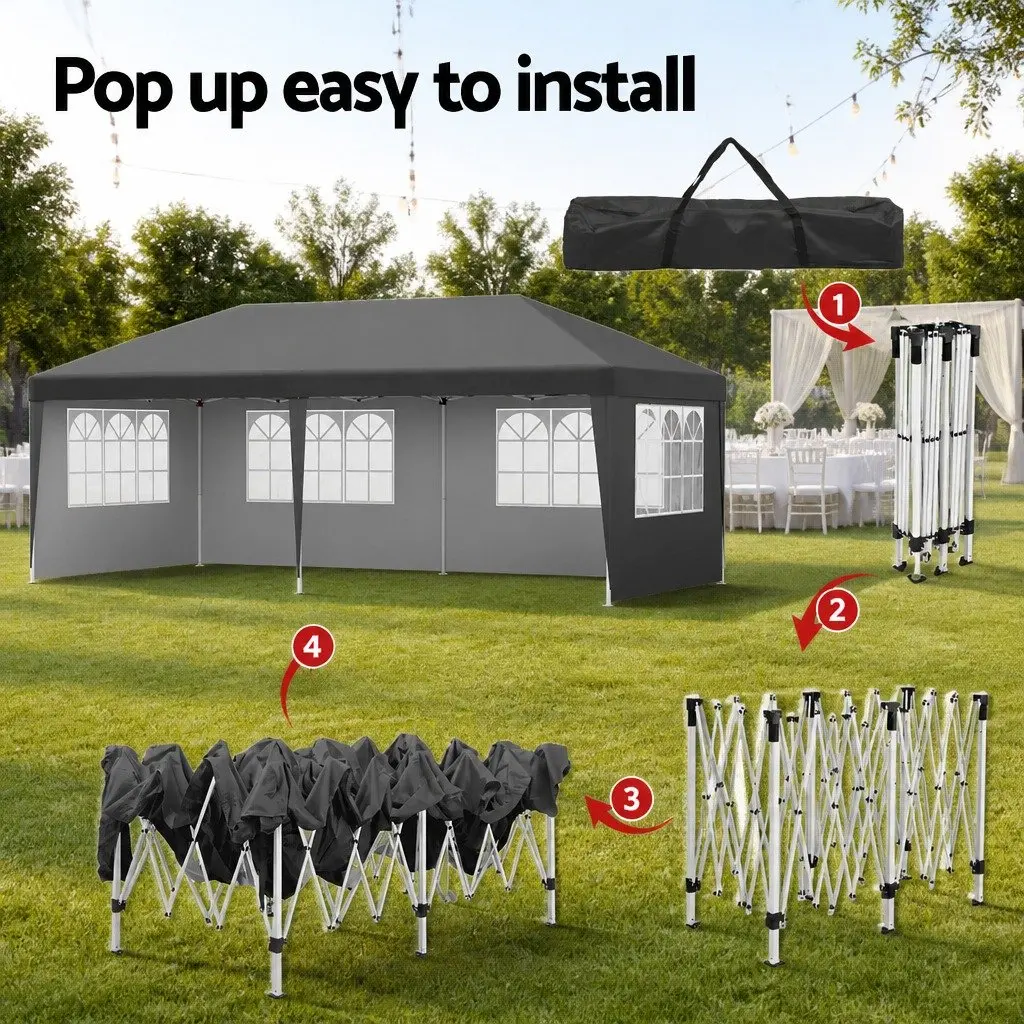 Pop Up Gazebo Outdoor Canopy 3x6m Grey