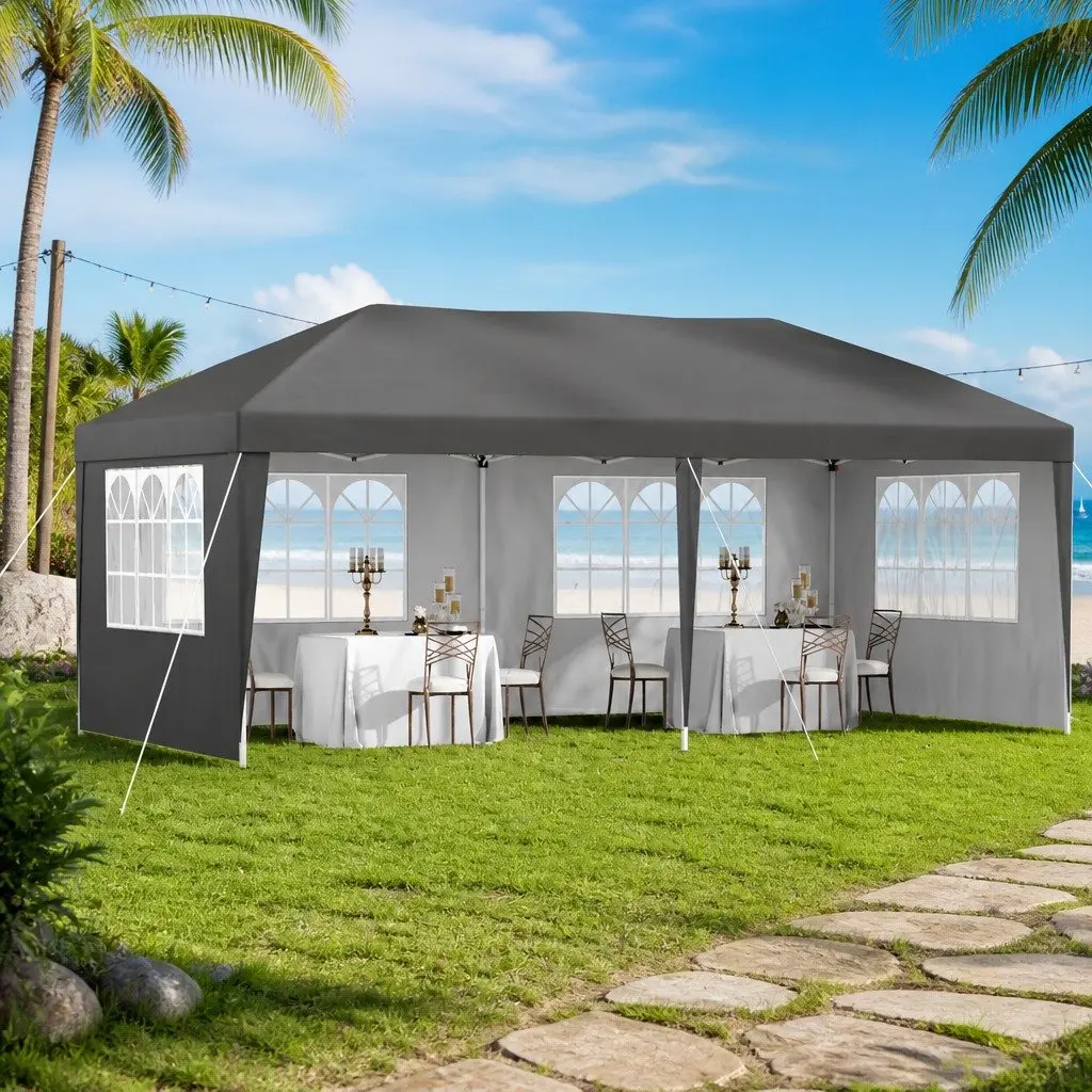 Pop Up Gazebo Outdoor Canopy 3x6m Grey