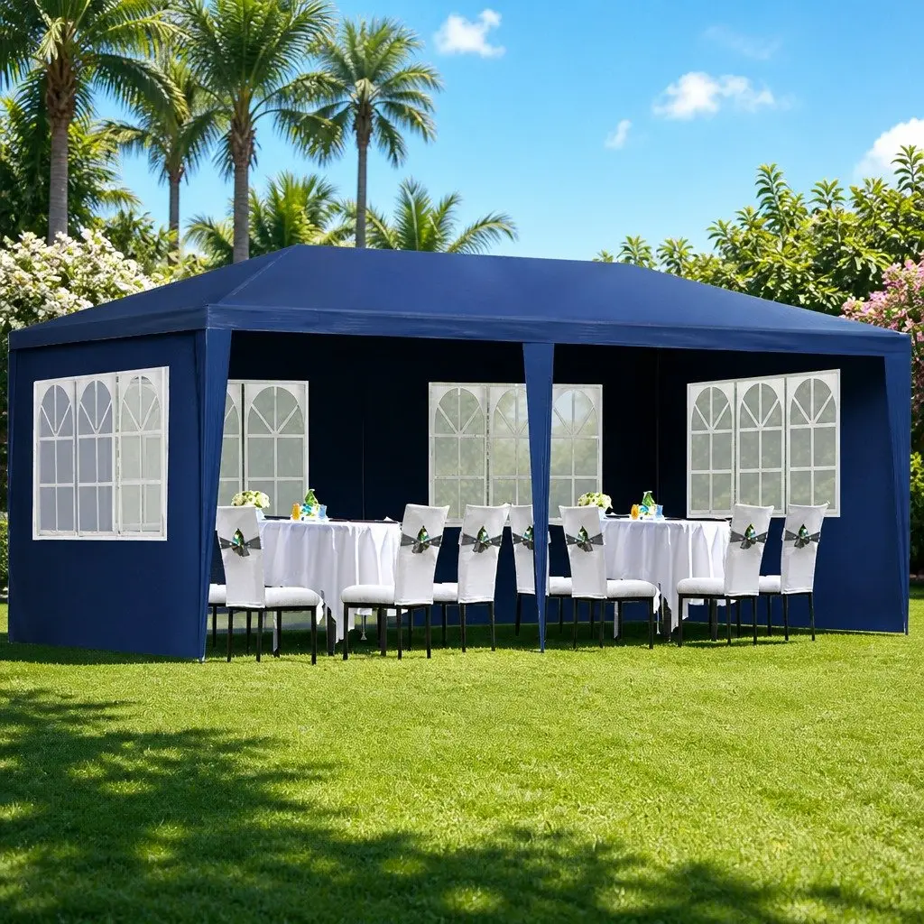 Gazebo 3x6m Outdoor Wedding Party Tent Canopy Blue 6 Panel