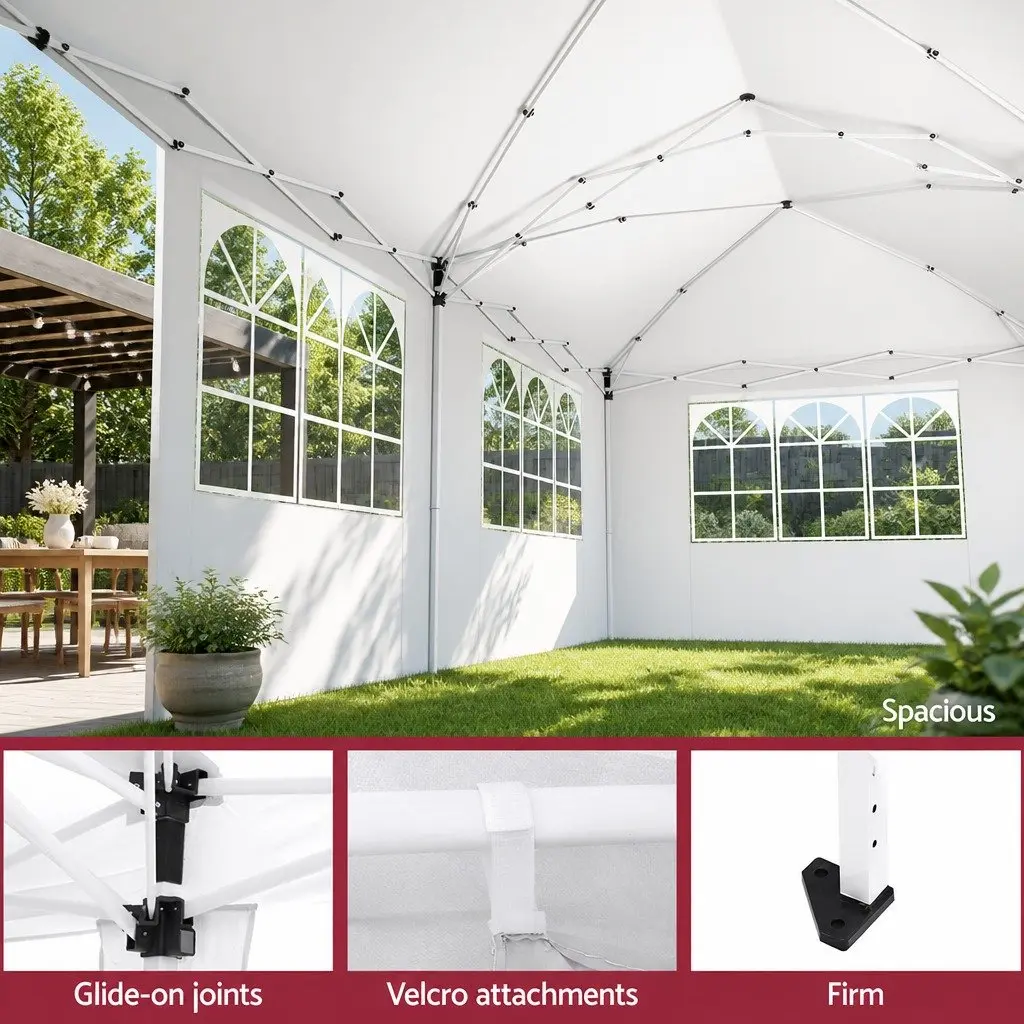 Pop Up Gazebo Outdoor Canopy 3x6m White with Removable Side Panels