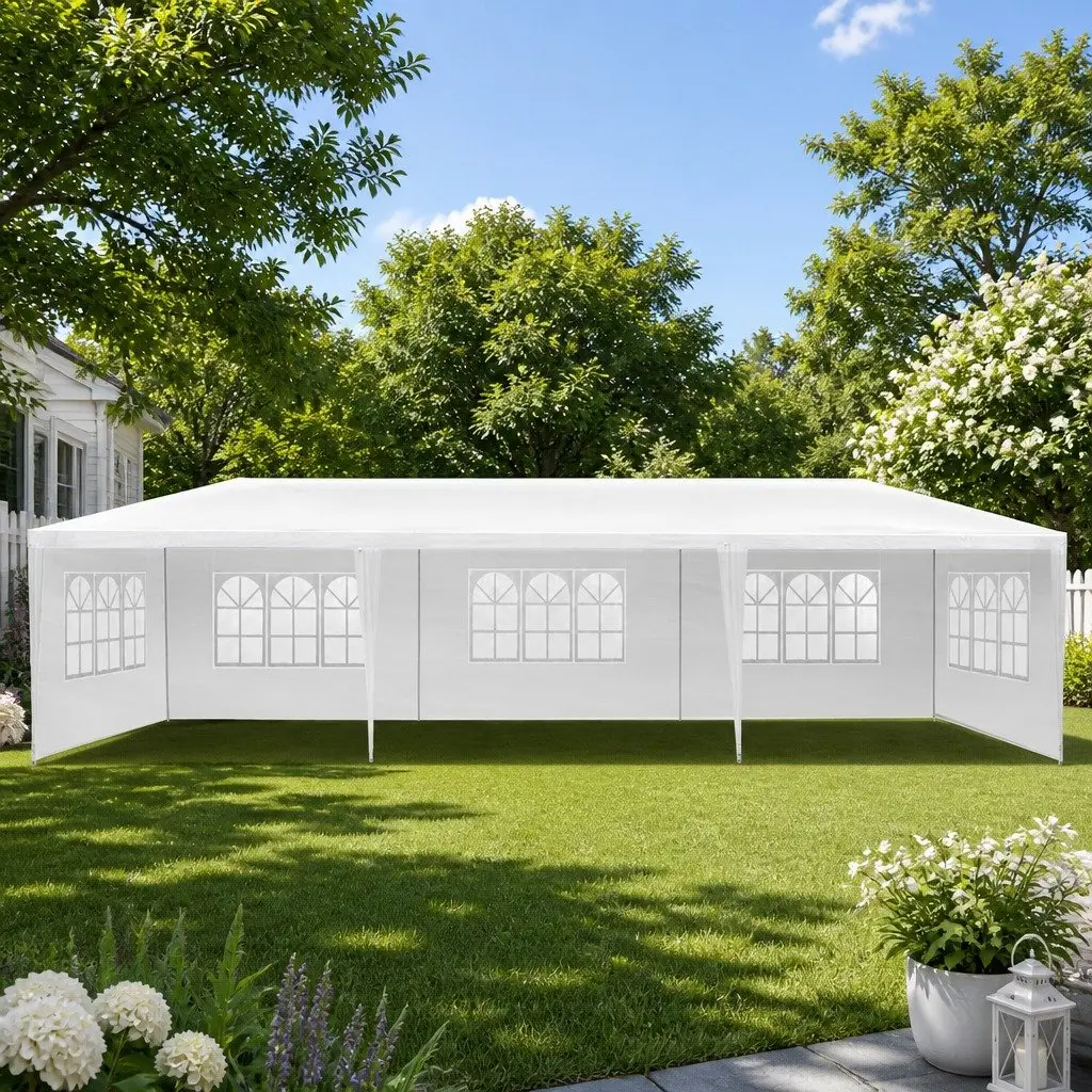 Gazebo 3x9m Outdoor Wedding Party Tent Canopy White 5 Panel
