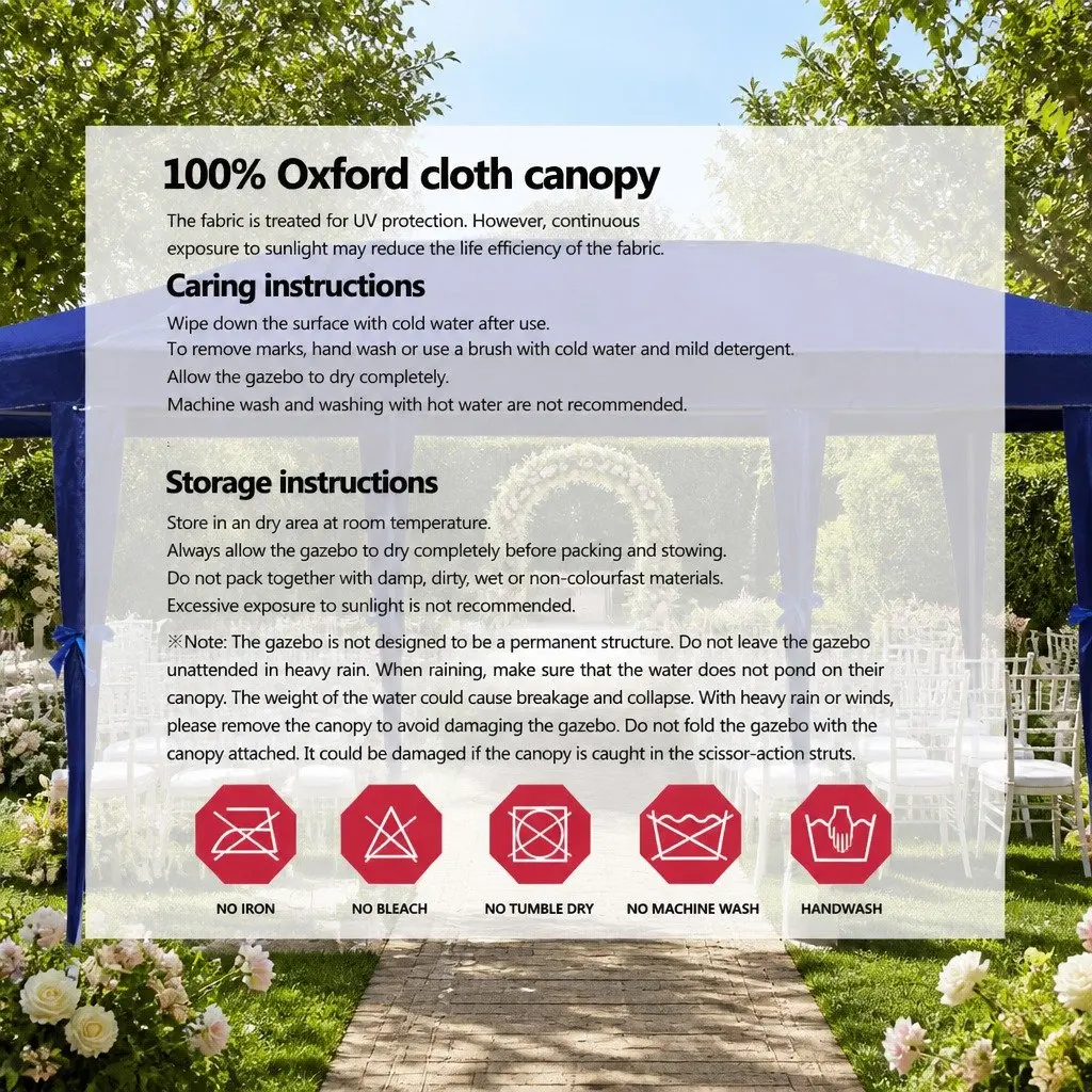 Gazebo 3x9m Outdoor Wedding Party Tent Canopy Blue