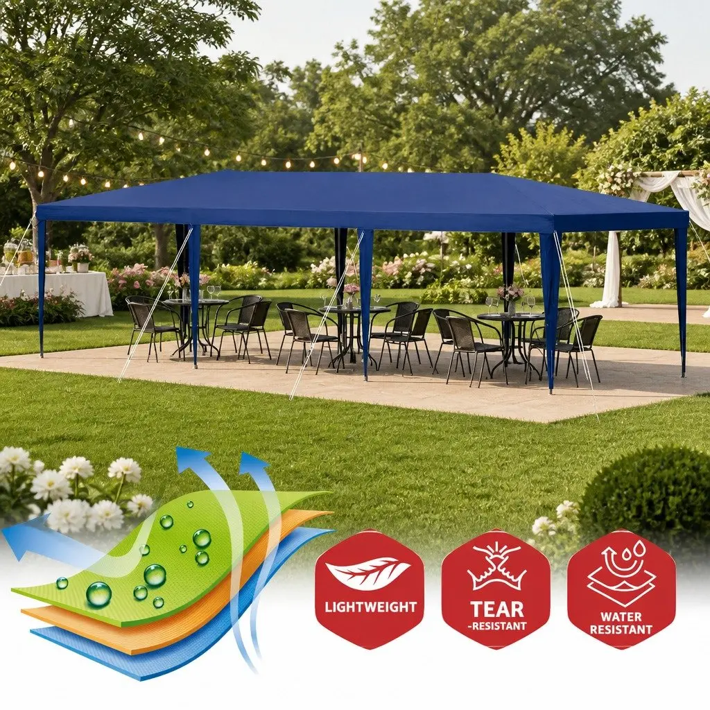 Outdoor Gazebo 3x9m Wedding Party Marquee Tent Camping Shade Canopy Blue