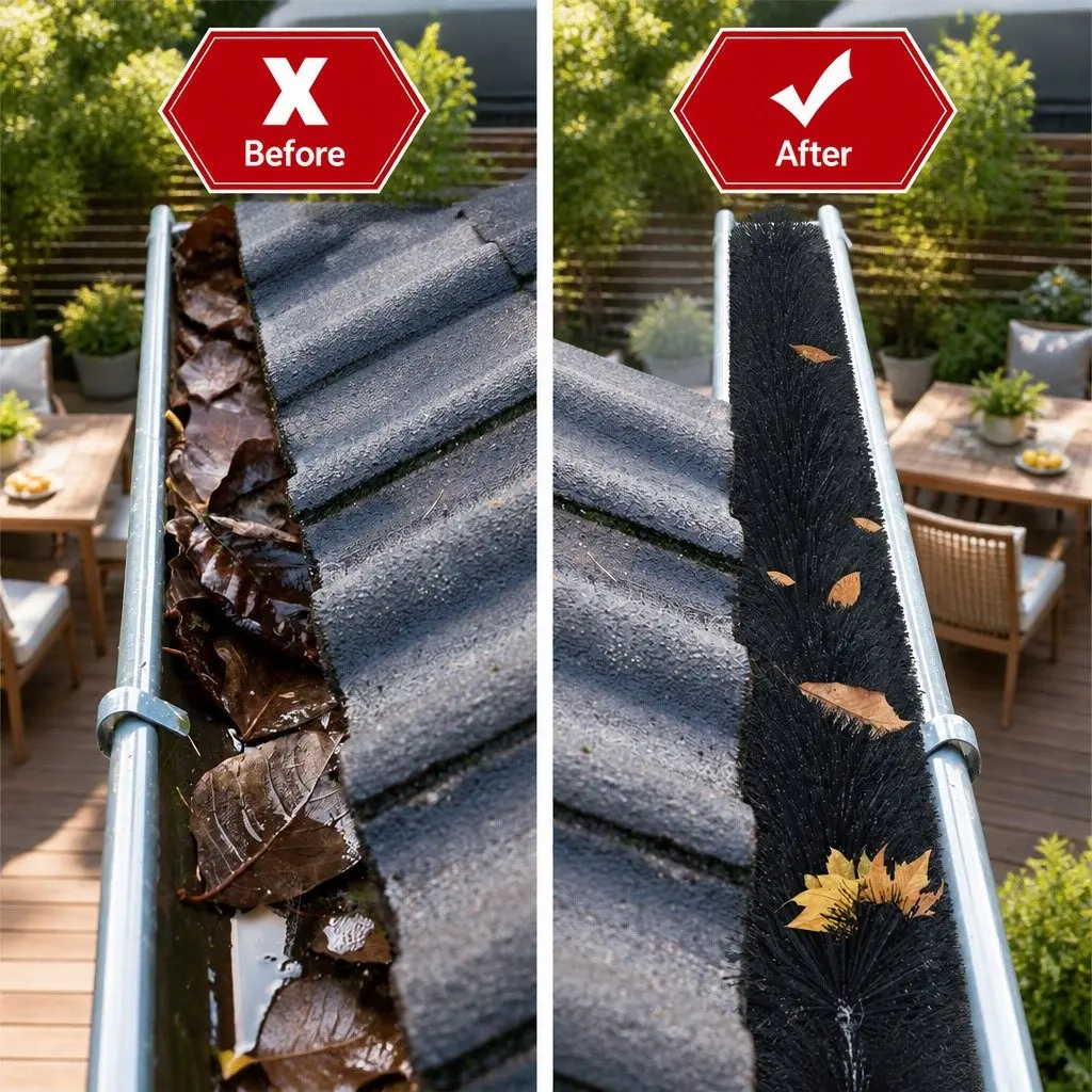 Gutter Brush Debris Protection 92cm x 10cm Black Nylon Bristles 36 Pieces