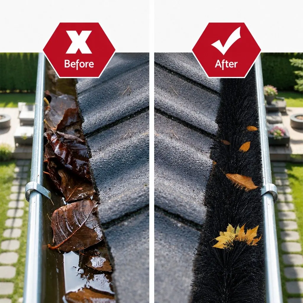 Gutter Brush Debris Protection UV Resistant Black 92cm x 10cm Nylon Bristles 48 Piece