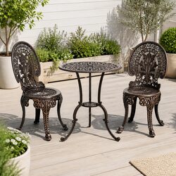 Reliable Bronze Bistro Set: 3PC Outdoor Dining Furniture