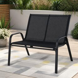 Reliable 2-Seat Garden Bench with Steel Frame