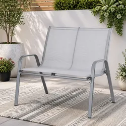Reliable 2-Seat Outdoor Bench with Steel Construction