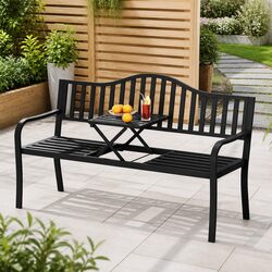 Affordable Steel Loveseat with Foldable Table