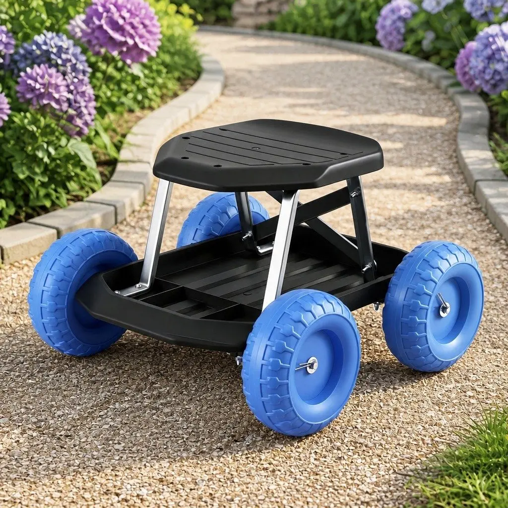 Rolling Garden Stool with Tool Storage