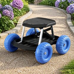 Comfortable Rolling Garden Stool with Tool Storage