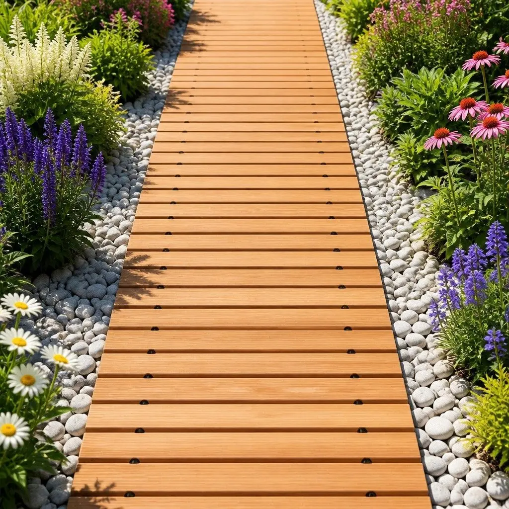 Garden Pathway Walkway 8FT Roll-Out Wooden Outdoor Backyard Brown Flexible
