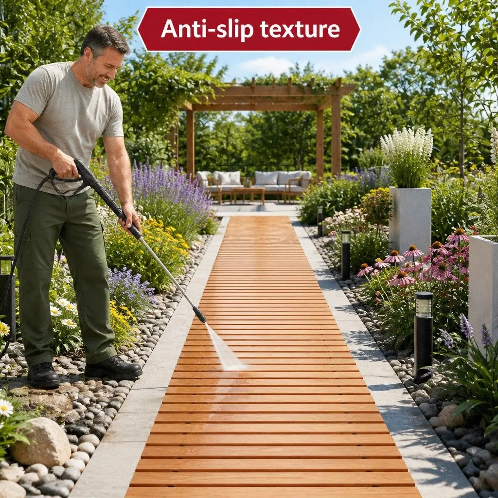 Garden Pathway Walkway 8FT Roll-Out Wooden Outdoor Backyard Brown Flexible