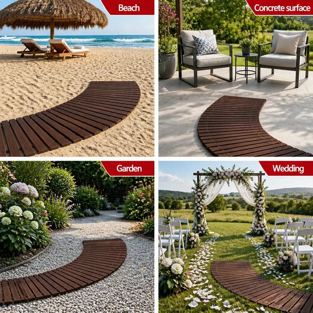Garden Pathway Roll-Out Walkway 8FT Curved Outdoor Backyard Terrain Flexible