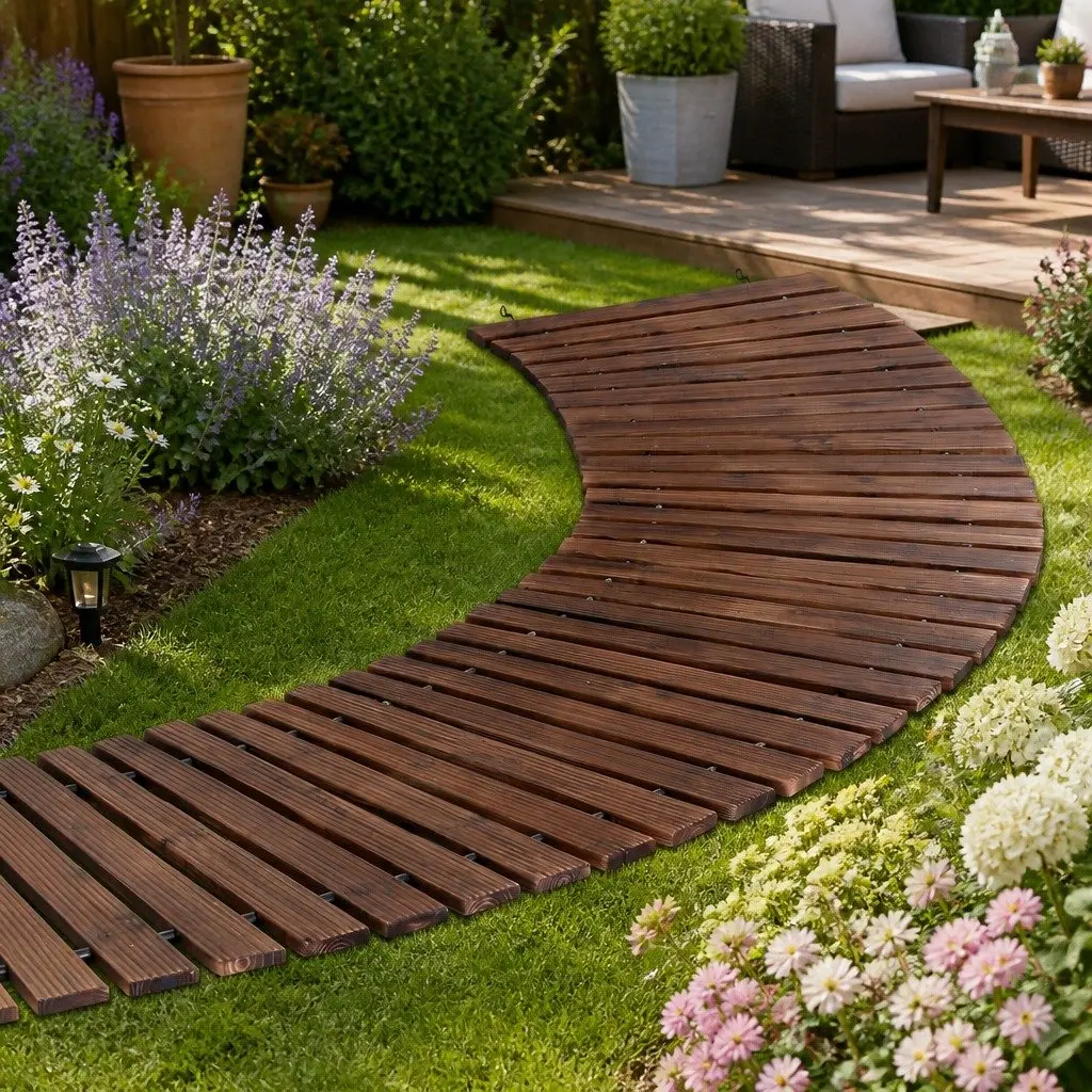 Garden Pathway Roll-Out Walkway 8FT Curved Outdoor Backyard Terrain Flexible