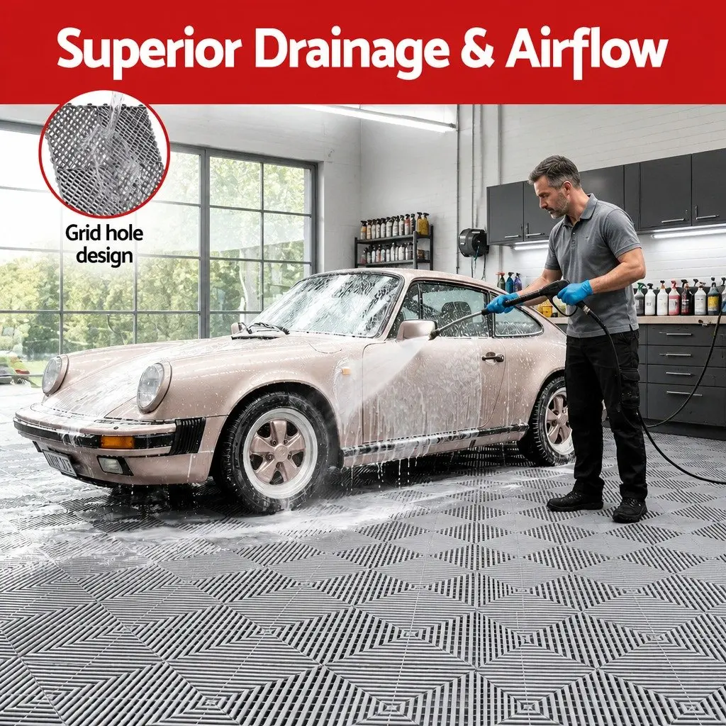 Interlocking Floor Tiles Non-Slip Heavy Duty Grey 40x40cm 20 Piece
