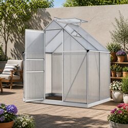 Greenhouse Aluminium Polycarbonate 1.3M x 1.9M x 2.0M Garden Storage Shed