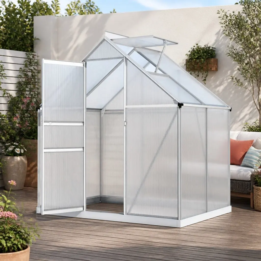 Aluminium Greenhouse Garden Storage Shed 3.1M x 1.9M Transparent