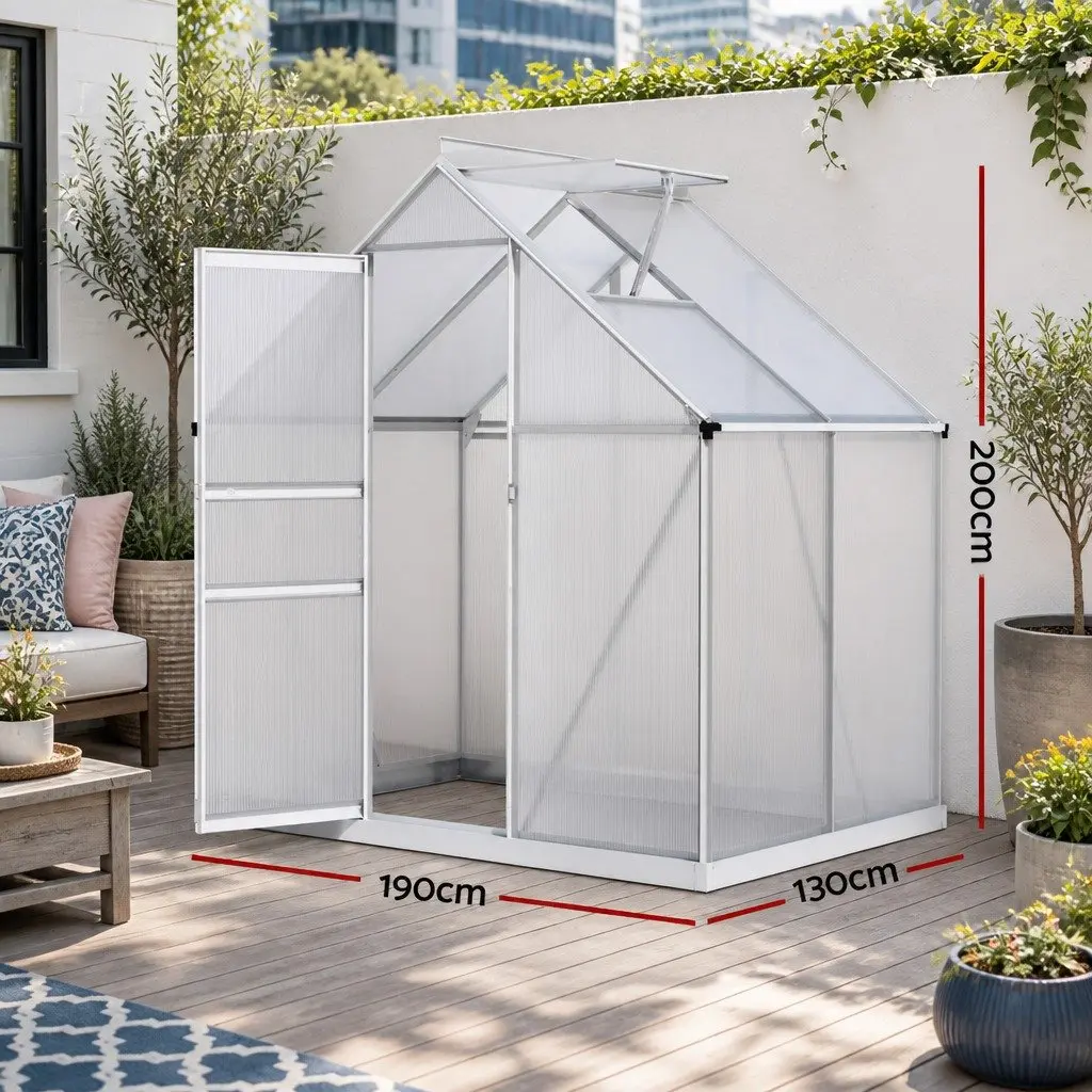 Aluminium Greenhouse Garden Storage Shed 3.1M x 1.9M Transparent