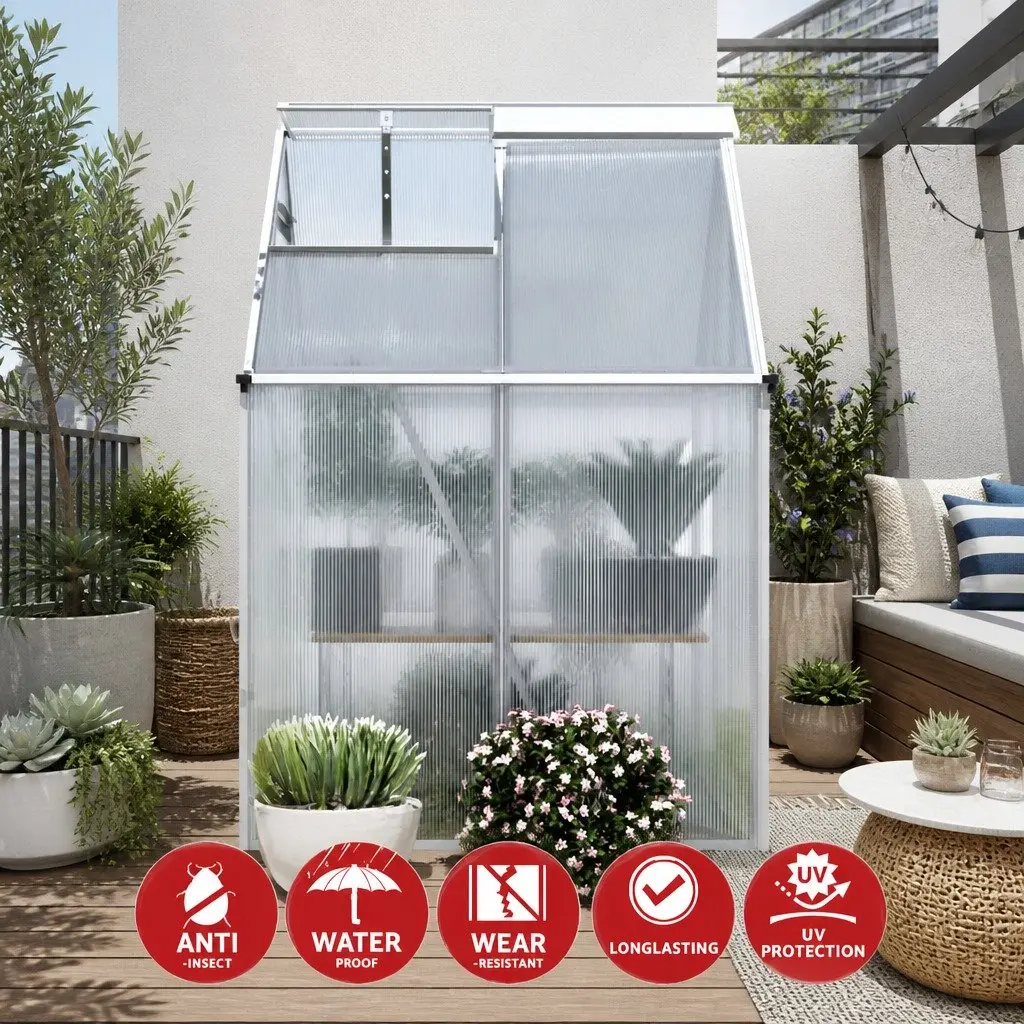 Aluminium Greenhouse Garden Storage Shed 3.1M x 1.9M Transparent
