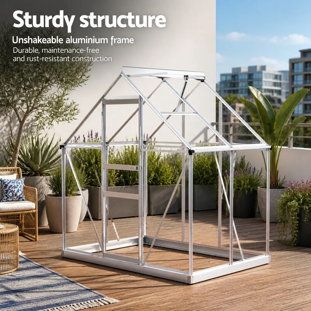 Aluminium Greenhouse Garden Storage Shed 3.1M x 1.9M Transparent