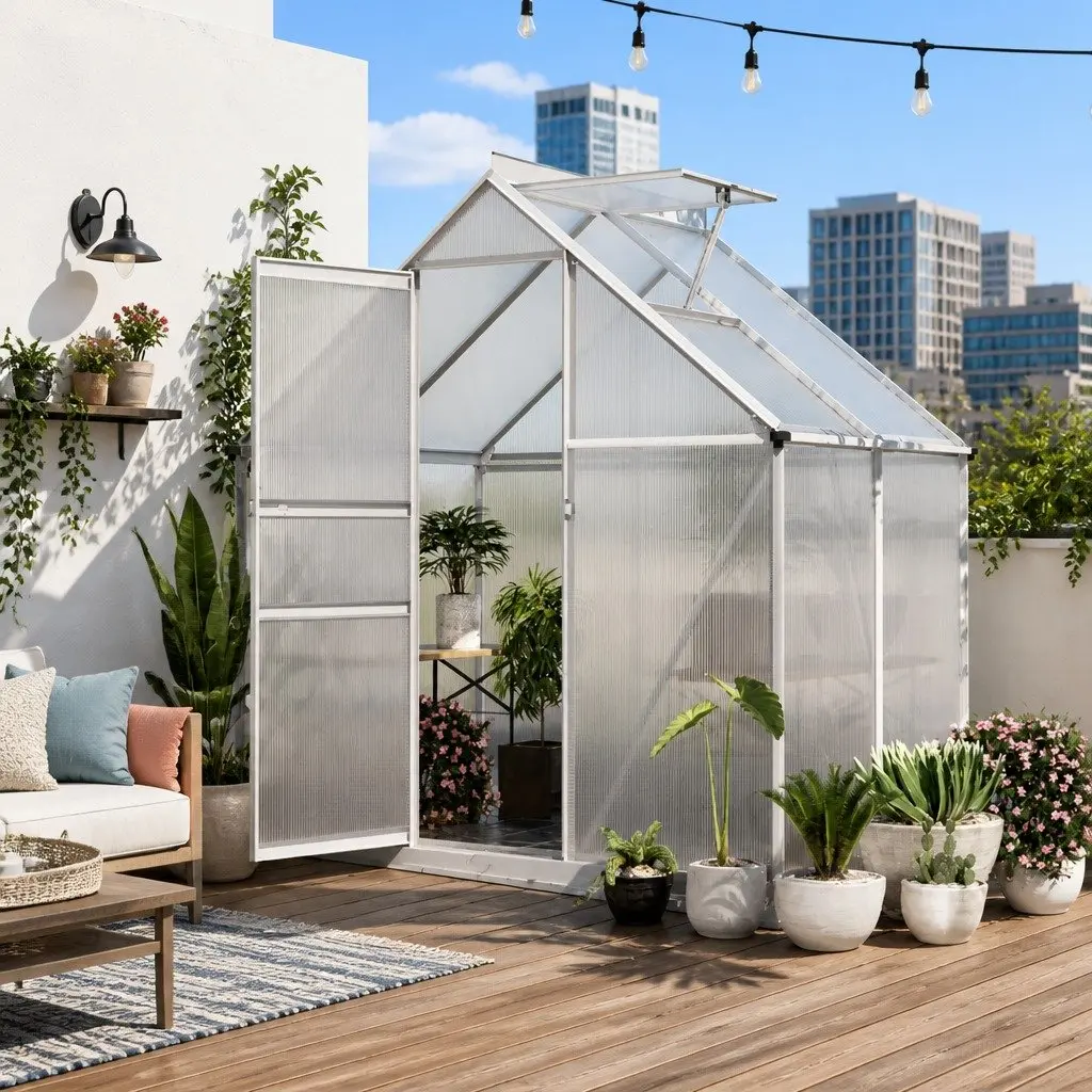 Aluminium Greenhouse Garden Storage Shed 3.1M x 1.9M Transparent