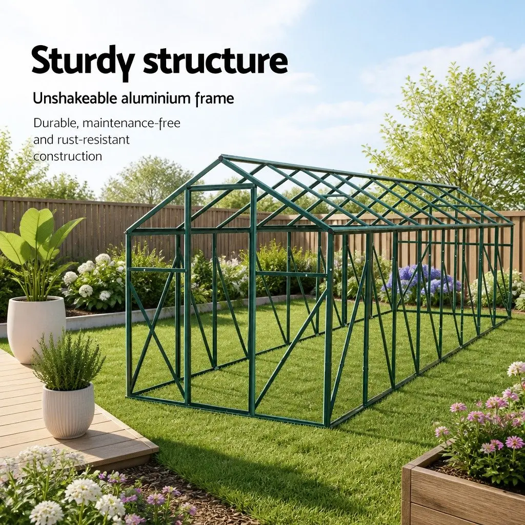 Greenhouse Aluminium Polycarbonate 5.1x2.44x2.1M Garden Plant Growing Shed Green