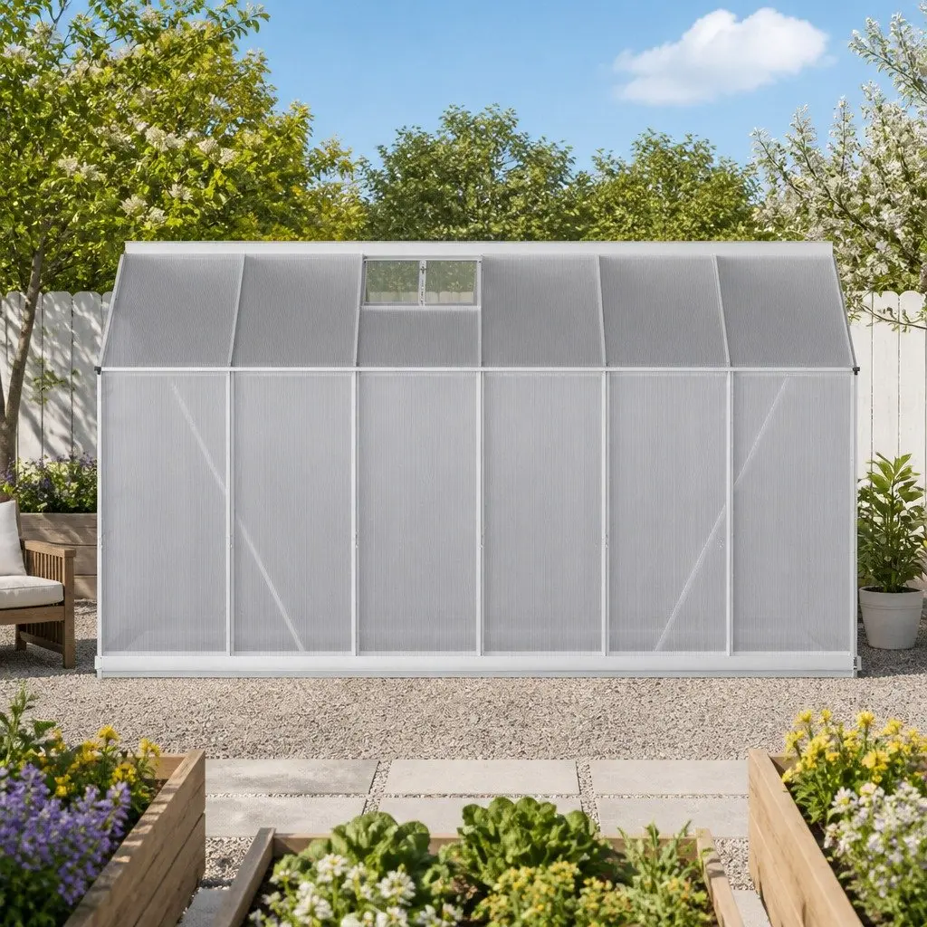 Aluminium Greenhouse 3x2.5x2.26M with Double Doors