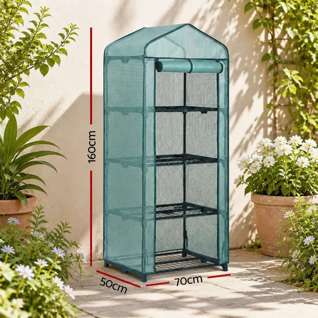 Mini Greenhouse Portable 4 Tier Plant Shelf 70 x 50 x 160cm Green