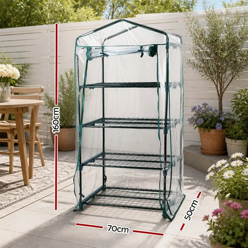 Mini Greenhouse Portable Garden Planter 160x70x50cm Green 4 Tier Shelves