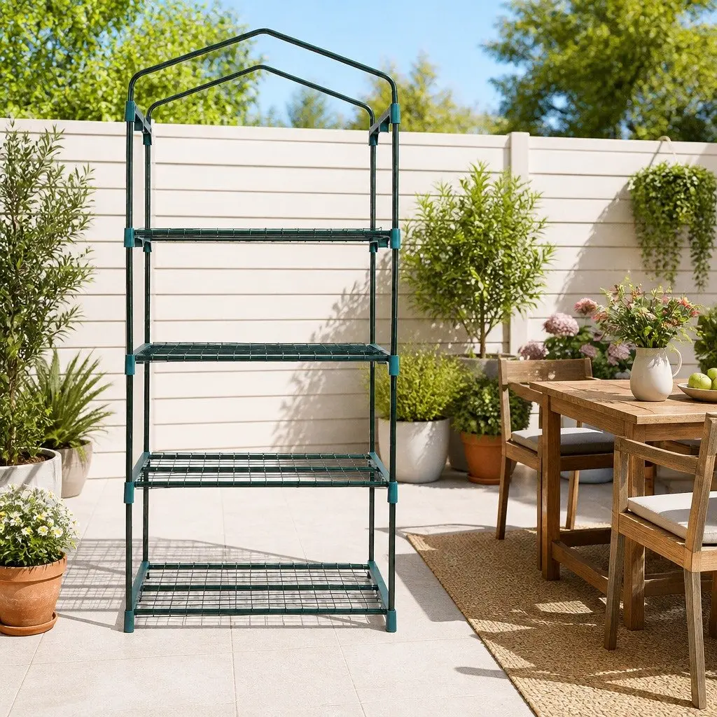 Mini Greenhouse Portable Garden Planter 160x70x50cm Green 4 Tier Shelves
