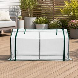 Mini Greenhouse PE Cover Roll-Up Zippered Door Small Garden Patio Deck Plants