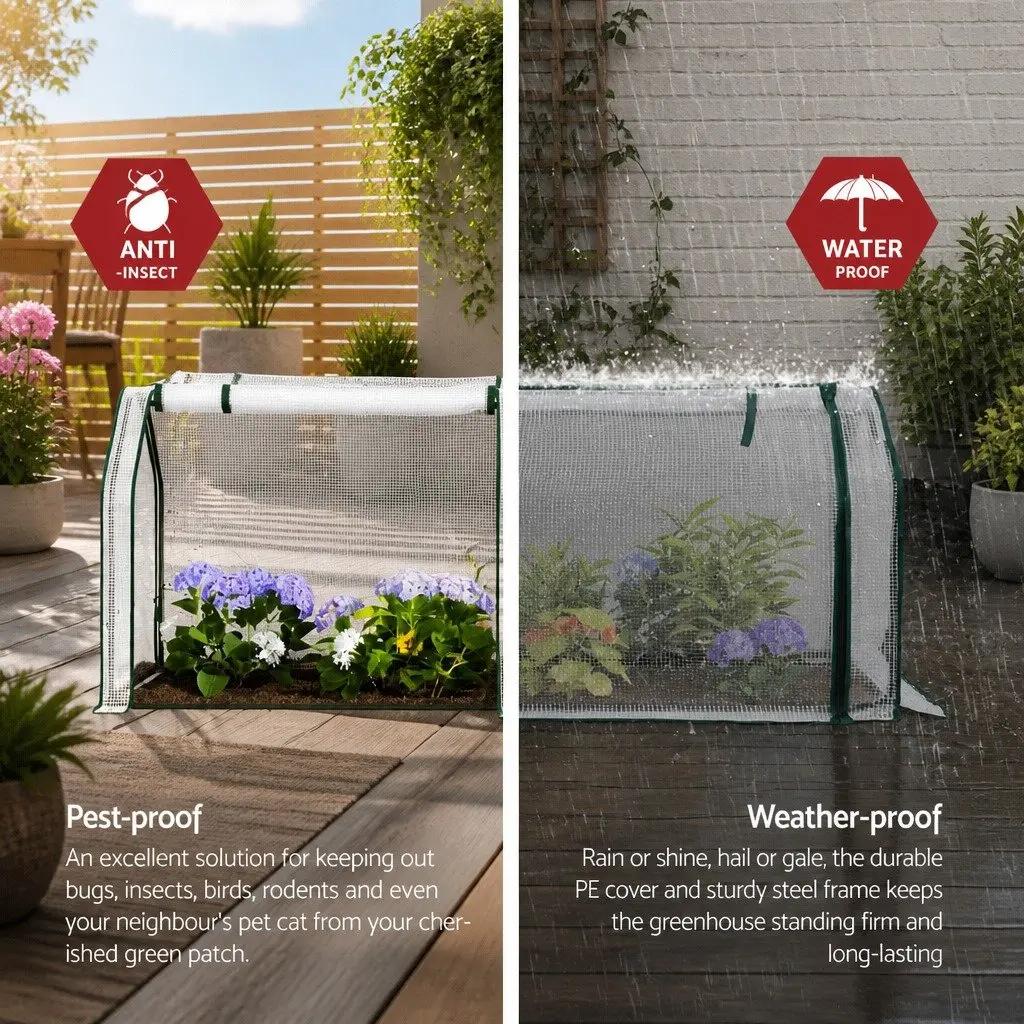 Mini Greenhouse PE Cover Roll-Up Zippered Door Small Garden Patio 121cm x 54cm x 62cm Transparent