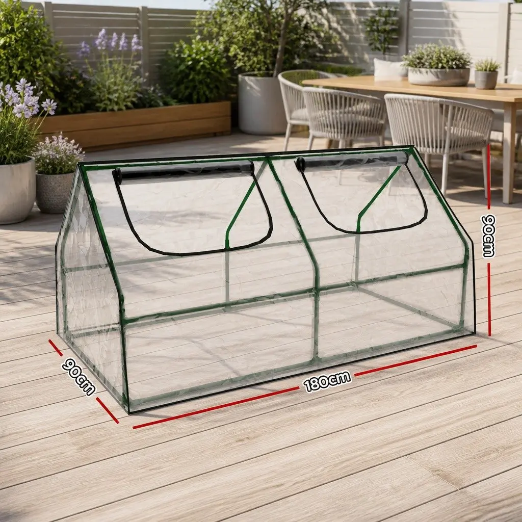 Mini Greenhouse Raised Garden Bed Planter Box 1.8x0.9x0.9M Green Transparent