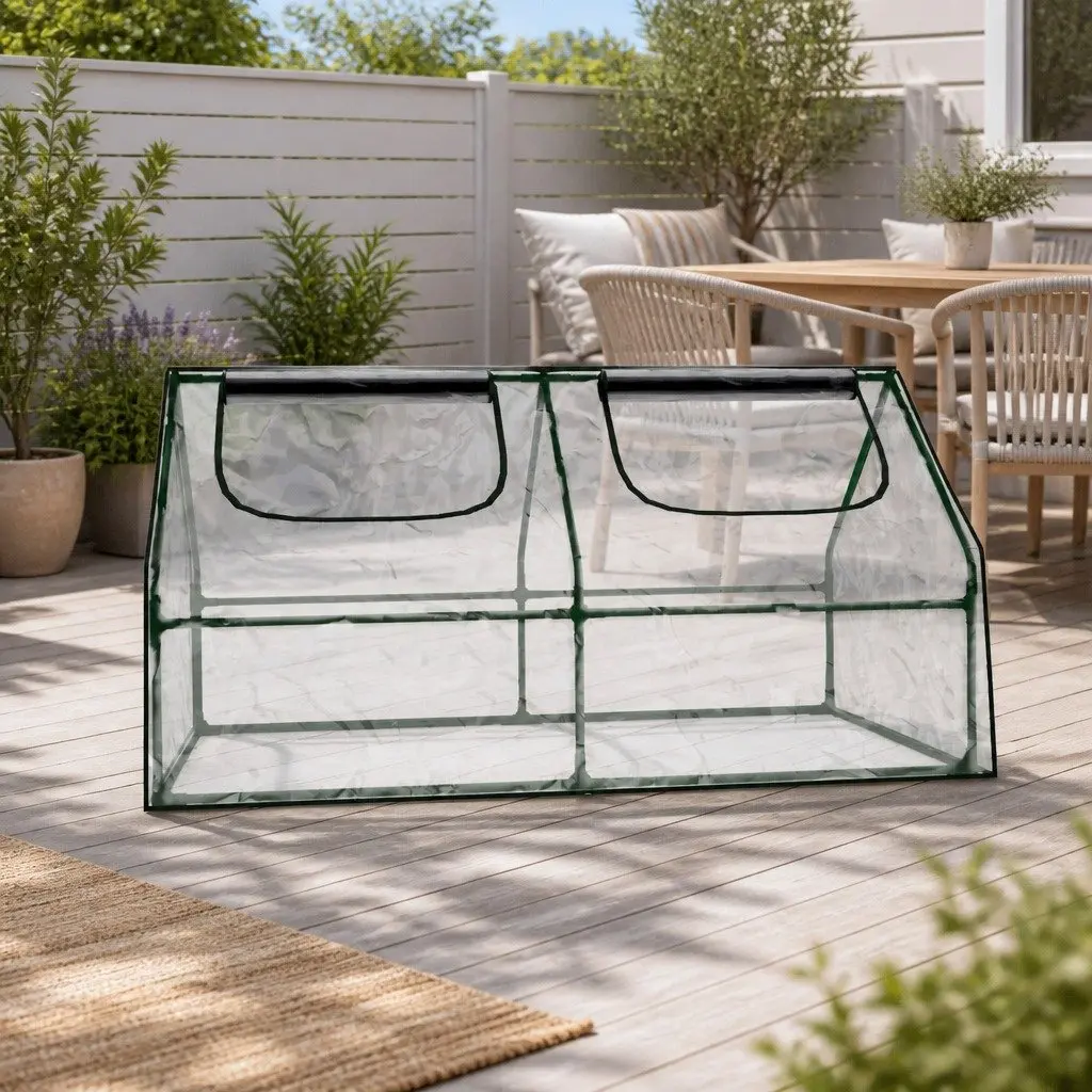 Mini Greenhouse Raised Garden Bed Planter Box 1.8x0.9x0.9M Green Transparent