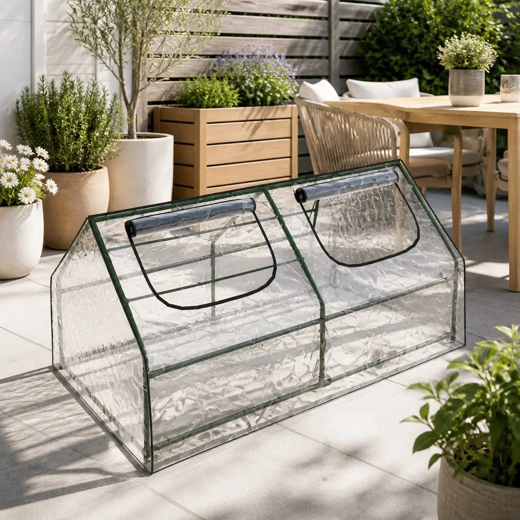 Mini Greenhouse Raised Garden Bed Planter Box 1.8x0.9x0.9M Green Transparent