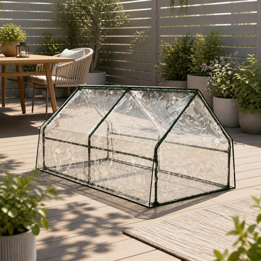 Mini Greenhouse Raised Garden Bed Planter Box 1.8x0.9x0.9M Green Transparent