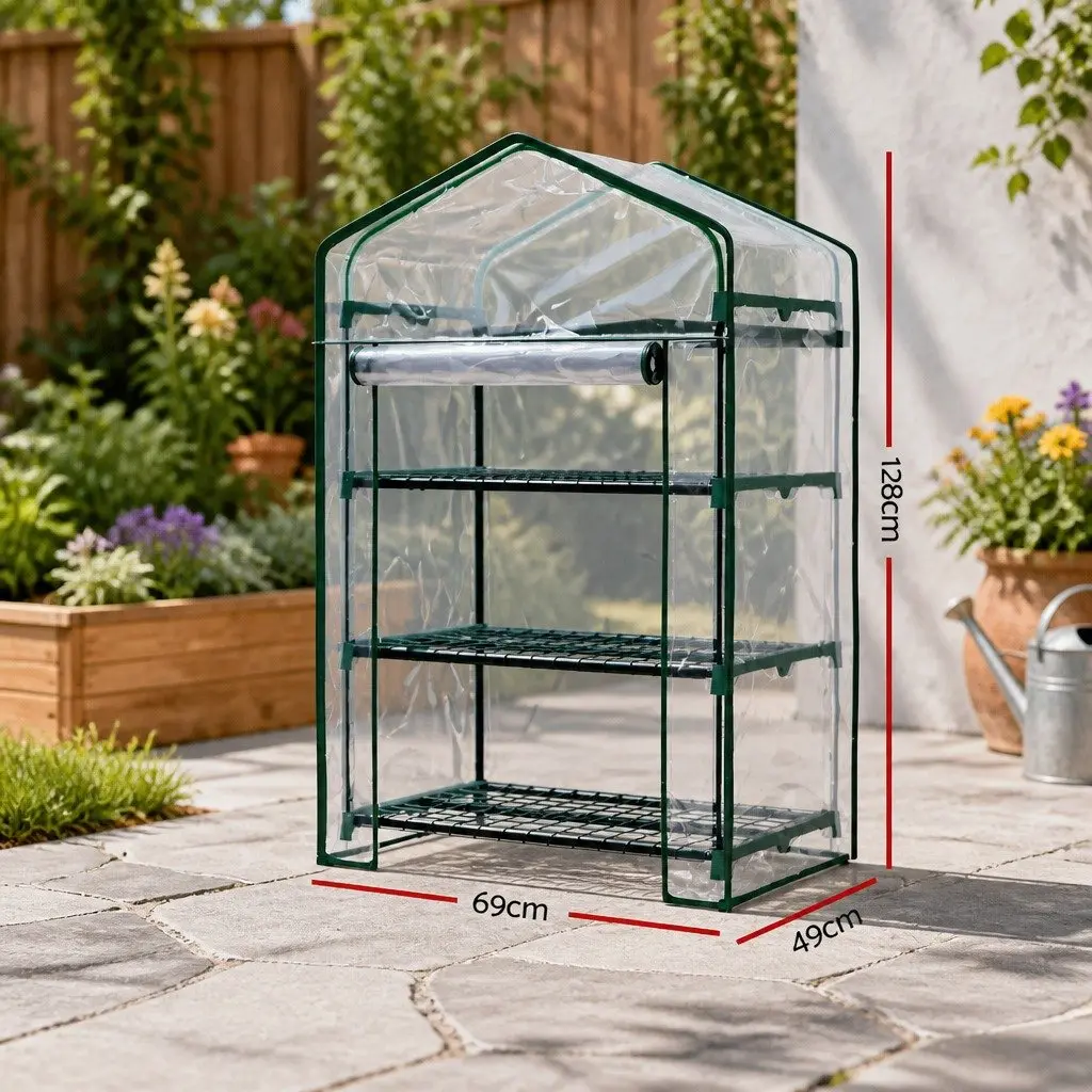 Mini Greenhouse 3 Tier Planter Garden Bed Waterproof PVC Cover Green