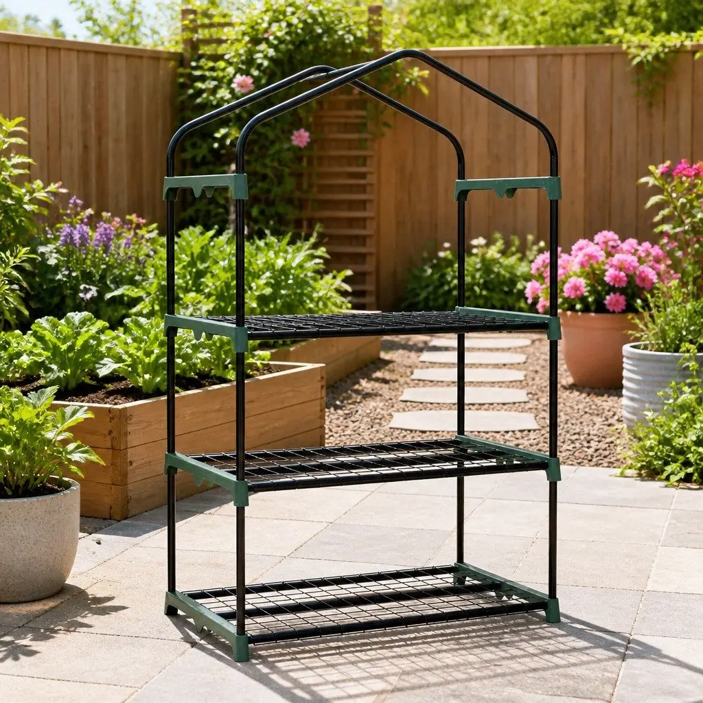 Mini Greenhouse 3 Tier Planter Garden Bed Waterproof PVC Cover Green