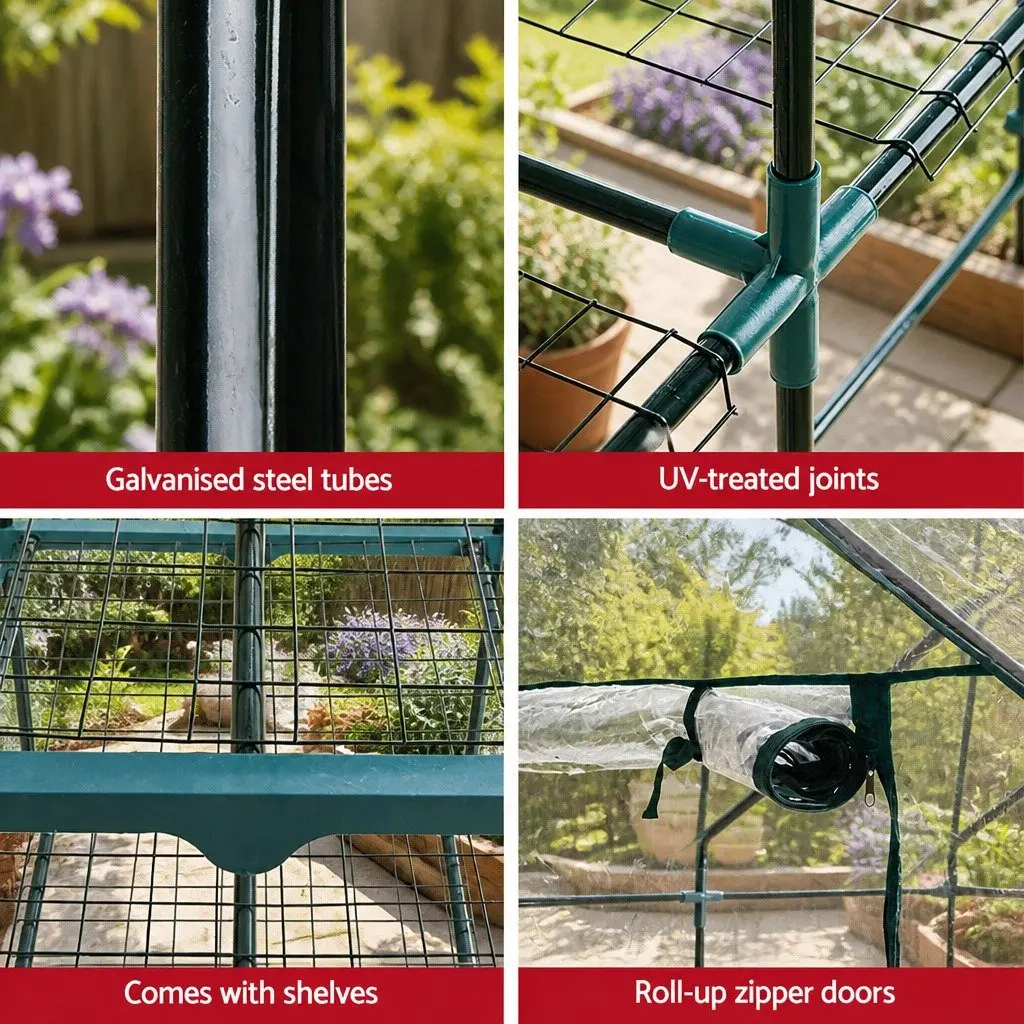 Mini Greenhouse 3 Tier Planter Garden Bed Waterproof PVC Cover Green