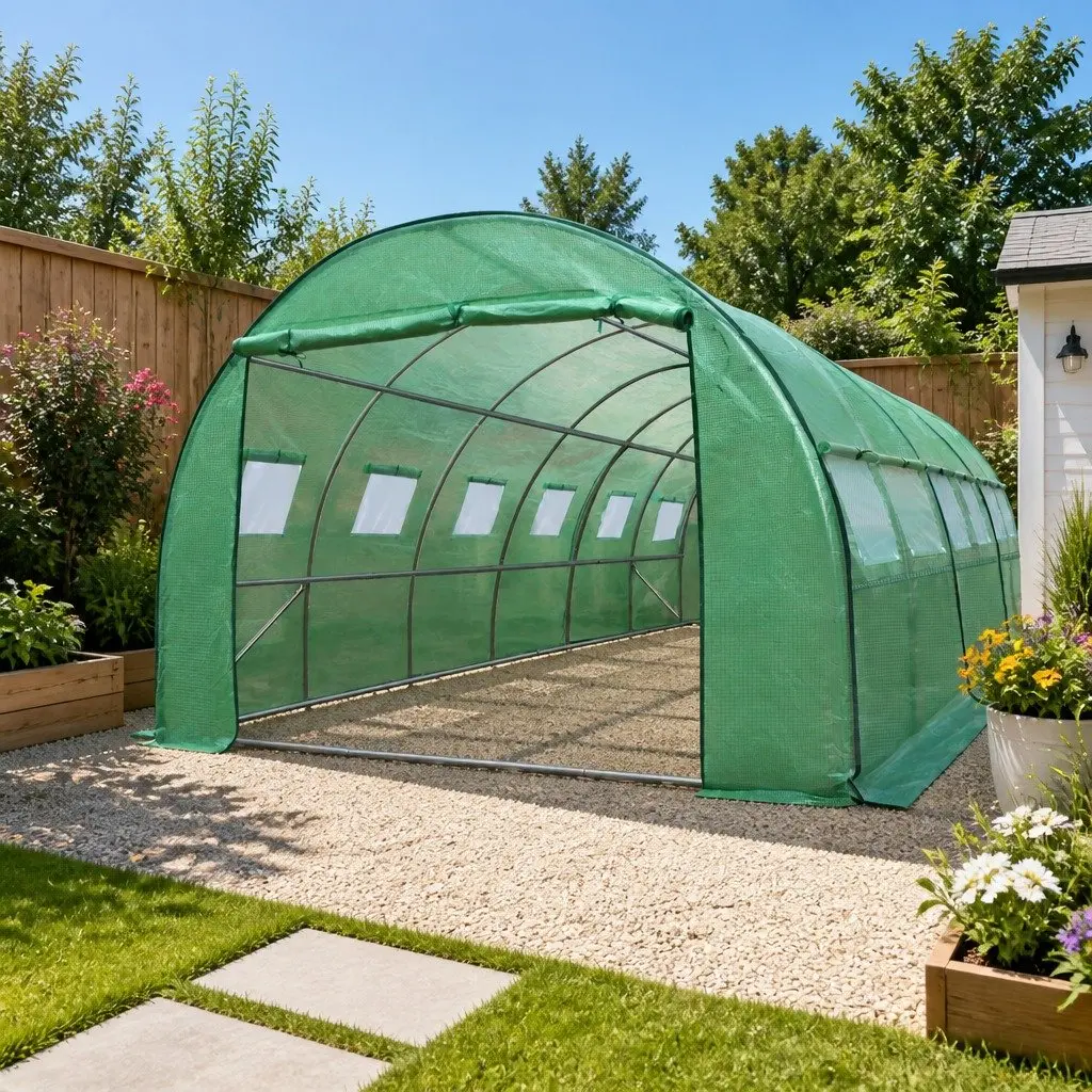 Greenhouse Tunnel 6M x 3M x 2M Walk-in Garden Plant Growing House PE Cover