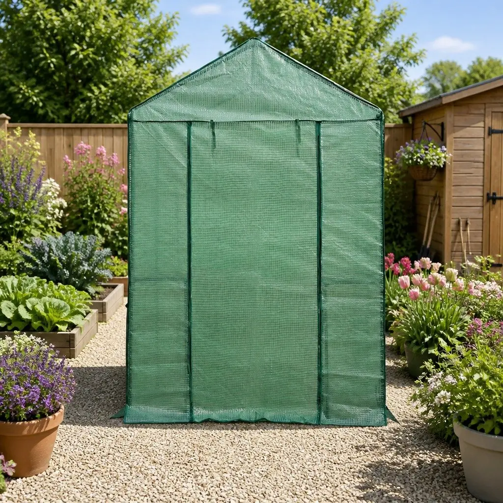 Walk in Greenhouse 1.2x1.9x1.9M Garden Tunnel Plant Shed Growhouse Green with 4 Shelves