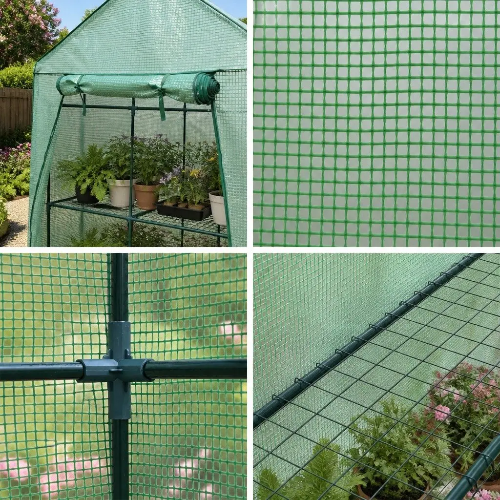 Walk in Greenhouse 1.2x1.9x1.9M Garden Tunnel Plant Shed Growhouse Green with 4 Shelves