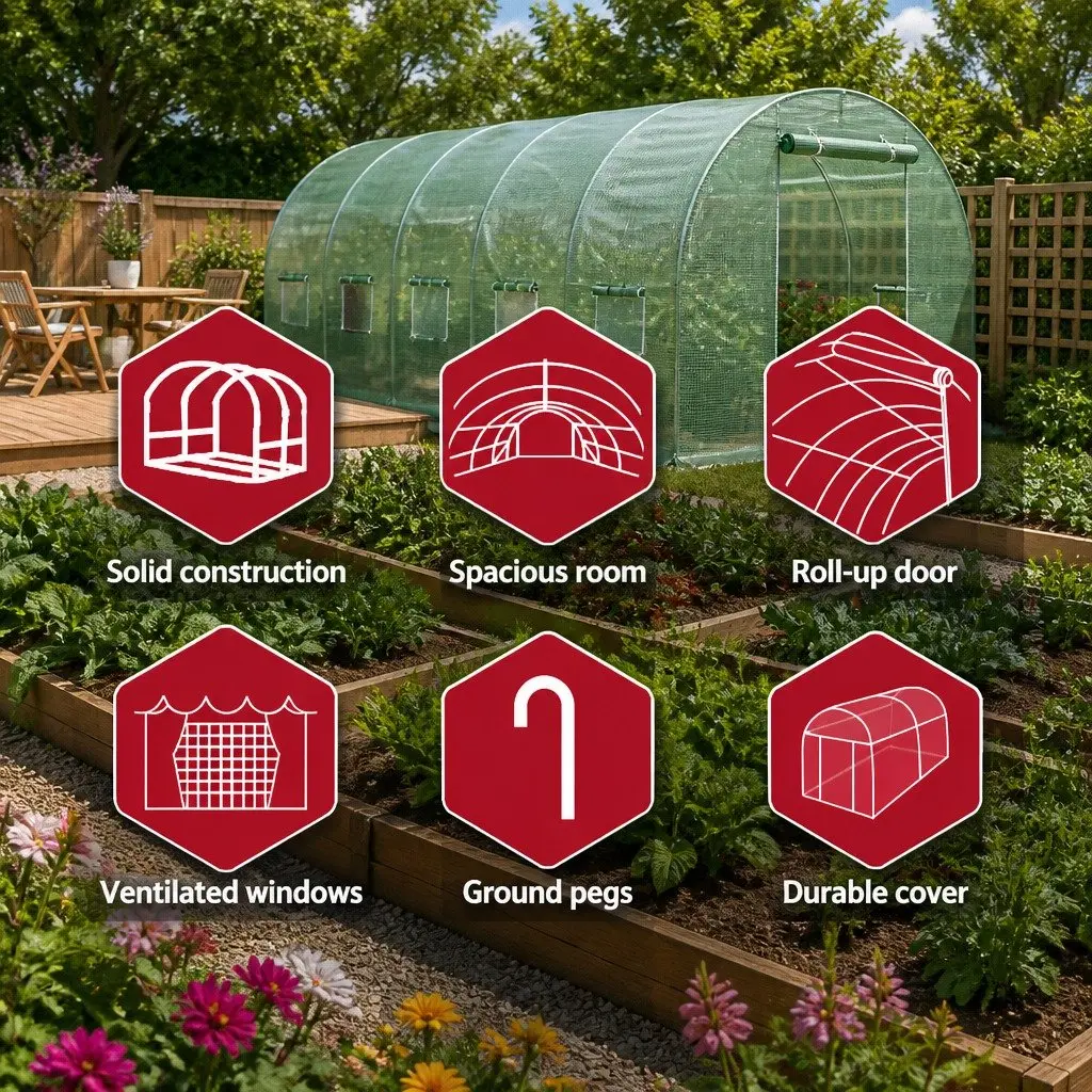 Walk-In Greenhouse 3x2x2M Tunnel Plant Dome Green