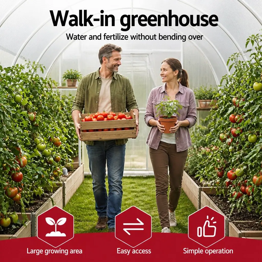 Walk In Greenhouse Outdoor Garden 3x2x2M PE Cover Steel Frame White