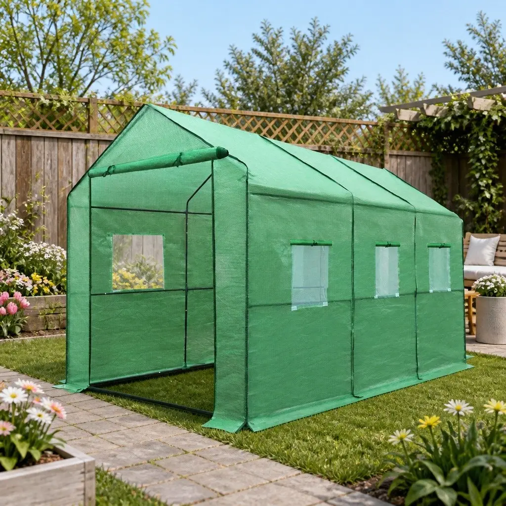 3.5M x 2M Walk-In Greenhouse for Healthy Growth