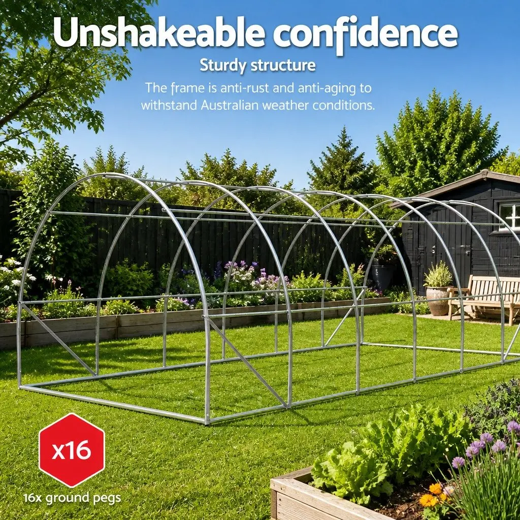 Greenhouse 6x4x2M Walk-in Tunnel Plant Garden Shed Dome Galvanised Steel Frame