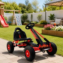 Durable Red Kids Go Kart with Safety Features