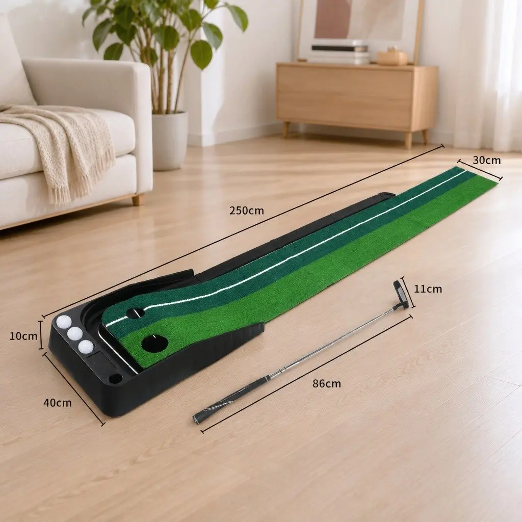 Golf Putting Mat 250cm with Dual Target Holes